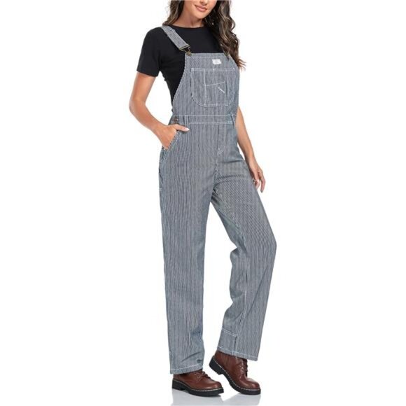 Women's Bib Overall Adjustable Straps Grey - Picture 2 of 5